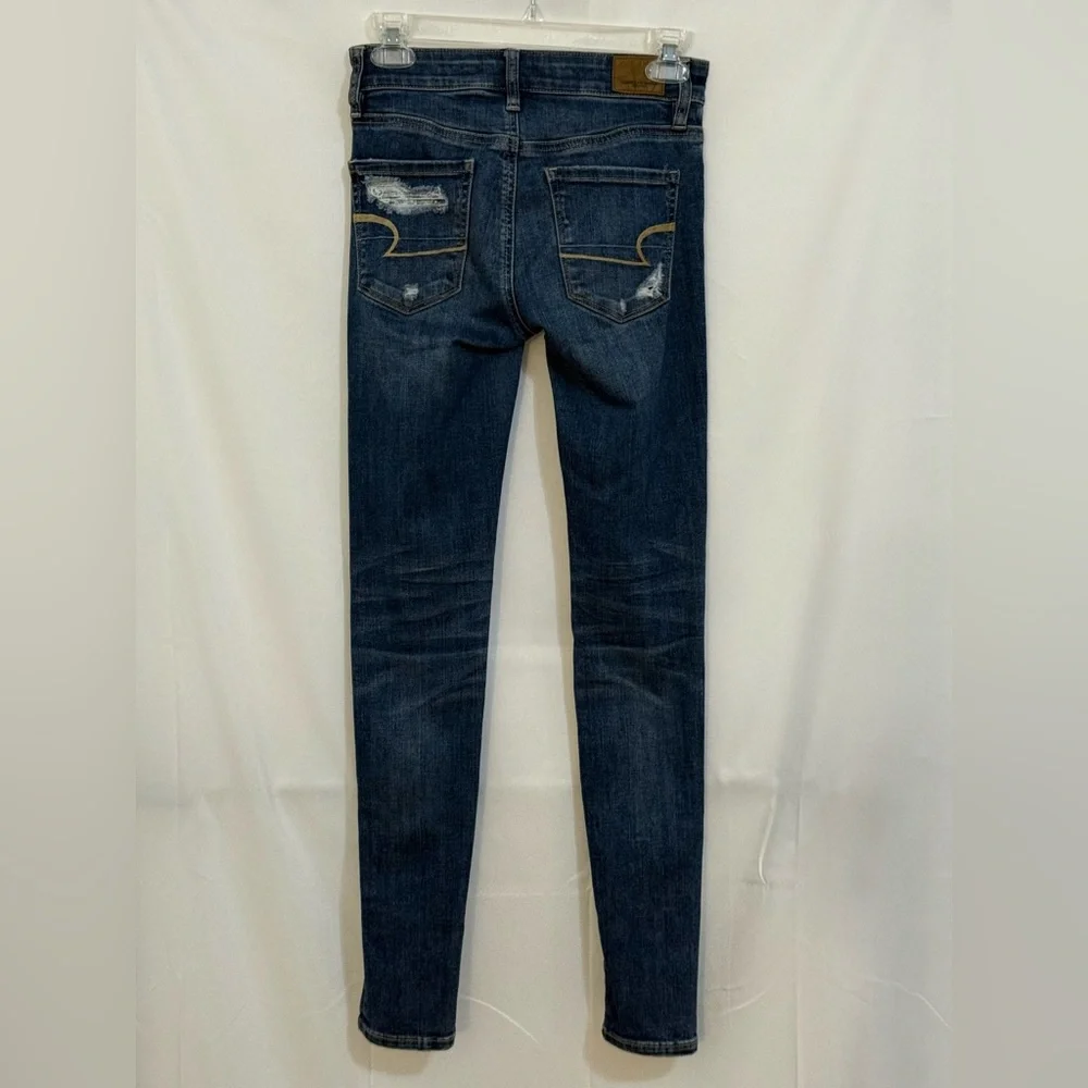 American Eagle Outfitters Dark Blue Distressed Skinny Jeans